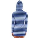 Horizontal Stripes Dark Blue Women s Long Sleeve Hooded T-shirt View2