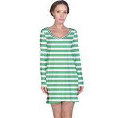 Horizontal Stripes Green Long Sleeve Nightdress by Mariart