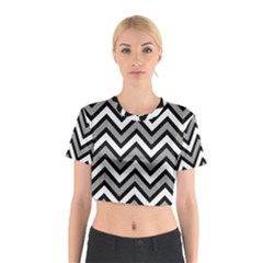 Zig Zags Pattern Cotton Crop Top by Valentinaart