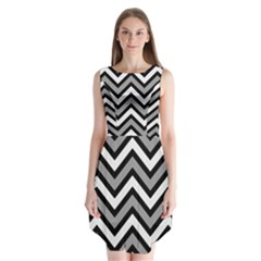 Zig Zags Pattern Sleeveless Chiffon Dress  