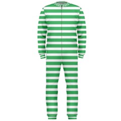 Horizontal Stripes Green Onepiece Jumpsuit (men)  by Mariart