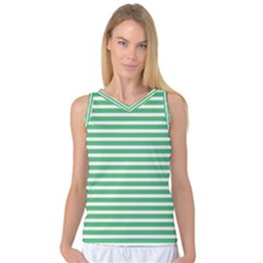 Horizontal Stripes Green Women s Basketball Tank Top