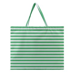 Horizontal Stripes Green Zipper Large Tote Bag by Mariart