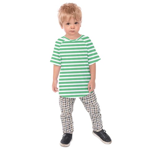 Horizontal Stripes Green Kids  Raglan Tee by Mariart