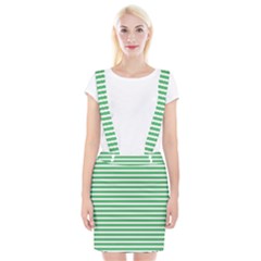 Horizontal Stripes Green Suspender Skirt