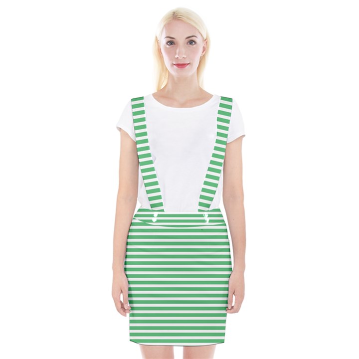 Horizontal Stripes Green Suspender Skirt