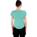 Horizontal Stripes Green Teal Crew Neck Crop Top View2