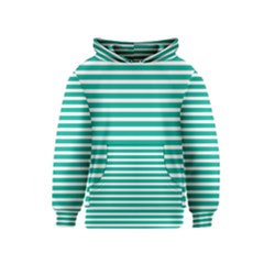 Horizontal Stripes Green Teal Kids  Pullover Hoodie by Mariart