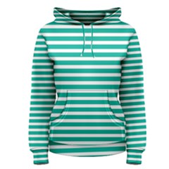 Horizontal Stripes Green Teal Women s Pullover Hoodie by Mariart