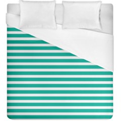 Horizontal Stripes Green Teal Duvet Cover (king Size) by Mariart