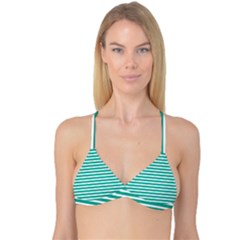 Horizontal Stripes Green Teal Reversible Tri Bikini Top by Mariart