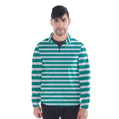 Horizontal Stripes Green Teal Wind Breaker (men) by Mariart