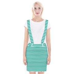 Horizontal Stripes Green Teal Suspender Skirt