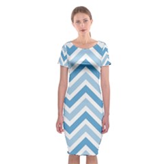 Zig Zags Pattern Classic Short Sleeve Midi Dress