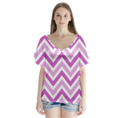 Zig Zags Pattern Flutter Sleeve Top