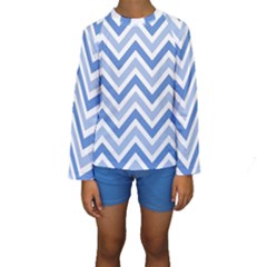 Zig Zags Pattern Kids  Long Sleeve Swimwear