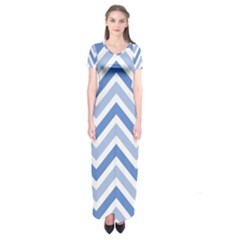 Zig Zags Pattern Short Sleeve Maxi Dress