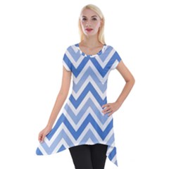 Zig Zags Pattern Short Sleeve Side Drop Tunic