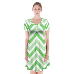 Zig Zags Pattern Short Sleeve V-neck Flare Dress