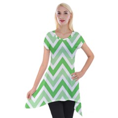 Zig Zags Pattern Short Sleeve Side Drop Tunic