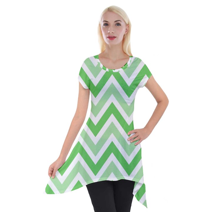 Zig zags pattern Short Sleeve Side Drop Tunic