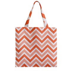 Zig Zags Pattern Zipper Grocery Tote Bag