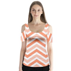 Zig Zags Pattern Butterfly Sleeve Cutout Tee 