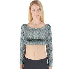 Decorative Ornamental Geometric Pattern Long Sleeve Crop Top by TastefulDesigns