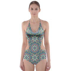 Decorative Ornamental Geometric Pattern Cut-out One Piece Swimsuit by TastefulDesigns