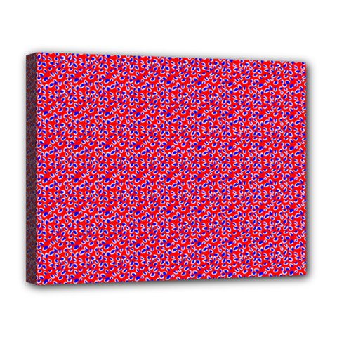 Red White And Blue Leopard Print  Canvas 14  X 11 