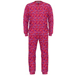 Red White And Blue Leopard Print  Onepiece Jumpsuit (men)  by PhotoNOLA