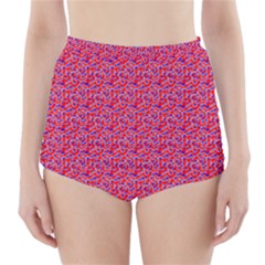 Red White And Blue Leopard Print  High-waisted Bikini Bottoms by PhotoNOLA