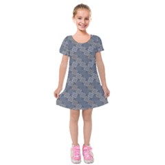 Decorative Ornamental Geometric Pattern Kids  Short Sleeve Velvet Dress