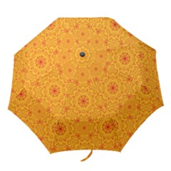 Solar Mandala  Orange Rangoli  Folding Umbrella by bunart