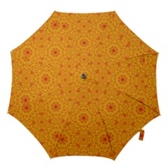 Solar Mandala  Orange Rangoli  Hook Handle Umbrella (small) by bunart