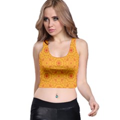 Solar Mandala  Orange Rangoli  Racer Back Crop Top by bunart