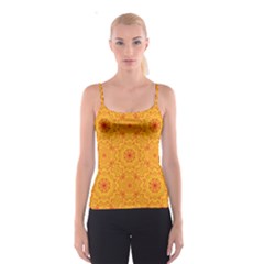 Solar Mandala  Orange Rangoli  Spaghetti Strap Top by bunart