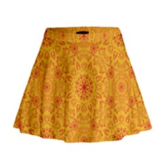 Solar Mandala  Orange Rangoli  Mini Flare Skirt by bunart