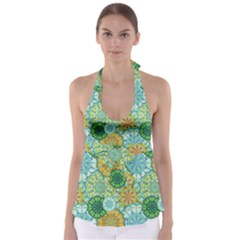 Forest Spirits  Green Mandalas  Babydoll Tankini Top by bunart