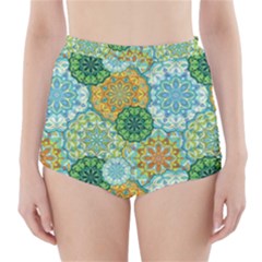 Forest Spirits  Green Mandalas  High-waisted Bikini Bottoms by bunart