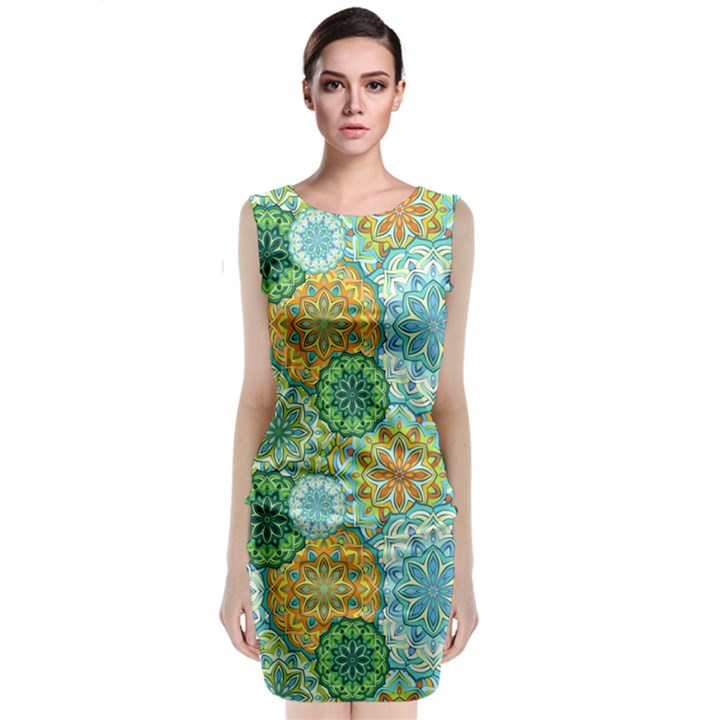 Forest Spirits. Green mandalas. Classic Sleeveless Midi Dress