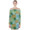 Forest Spirits. Green mandalas. Long Sleeve Off Shoulder Dress View1