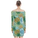 Forest Spirits. Green mandalas. Long Sleeve Off Shoulder Dress View2