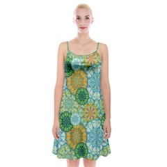 Forest Spirits  Green Mandalas  Spaghetti Strap Velvet Dress