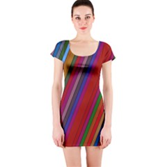 Color Stripes Pattern Short Sleeve Bodycon Dress by Simbadda