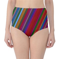 Color Stripes Pattern High-waist Bikini Bottoms by Simbadda