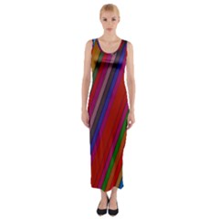 Color Stripes Pattern Fitted Maxi Dress by Simbadda