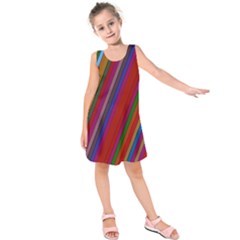 Color Stripes Pattern Kids  Sleeveless Dress