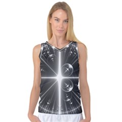 Black And White Bubbles On Black Women s Basketball Tank Top by Simbadda