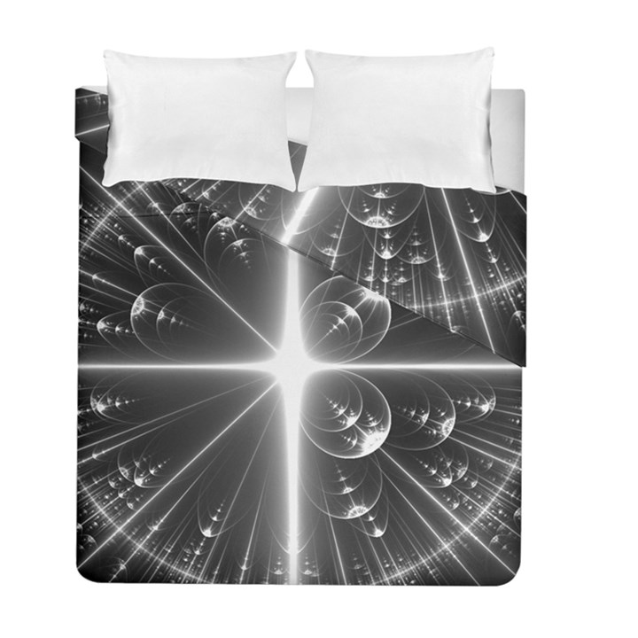 Black And White Bubbles On Black Duvet Cover Double Side (Full/ Double Size)